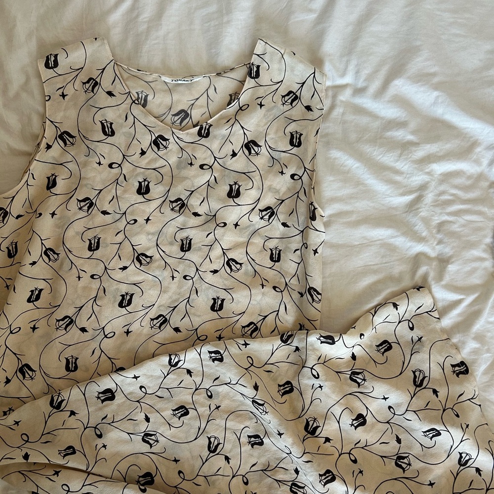 vintage cream and brown floral maxi dress
